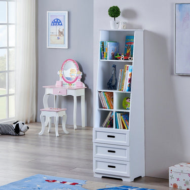 Tall white bookcase